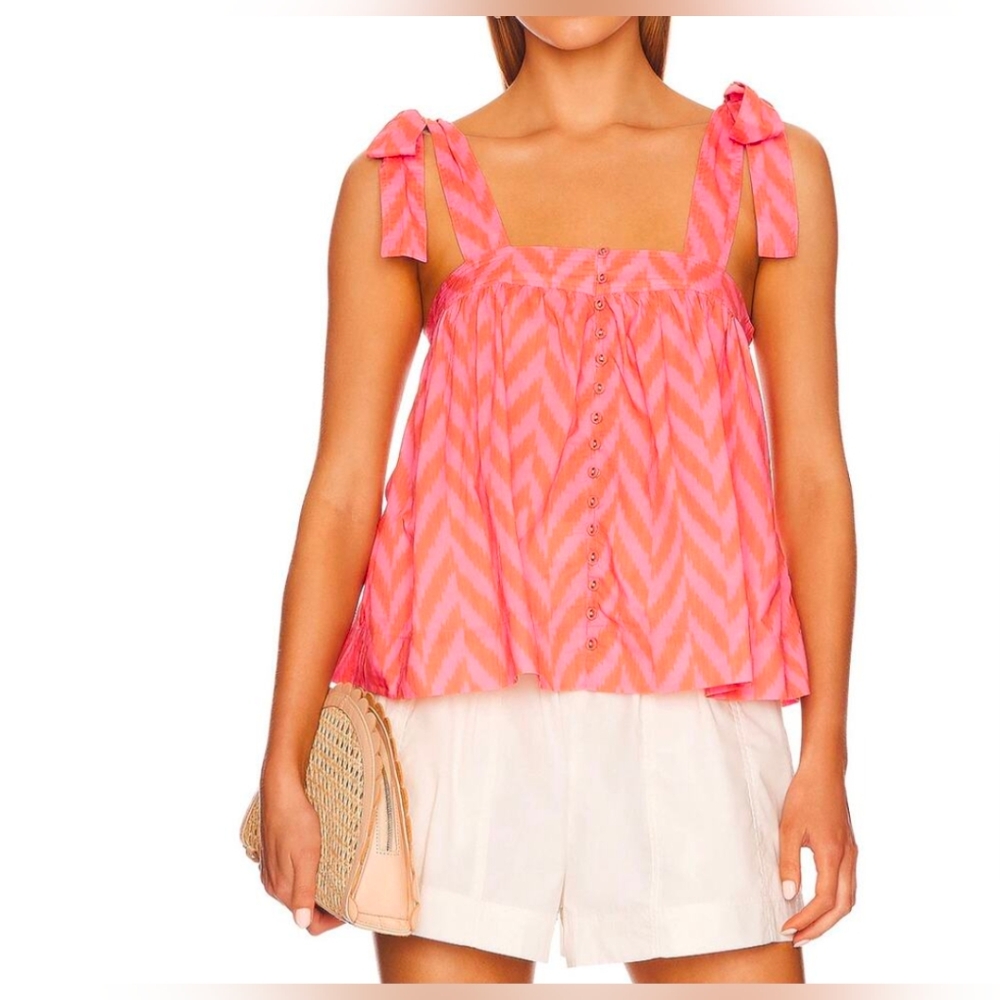 Ulla Johnson Iris Tie Shoulder Tank In Bougainvillea